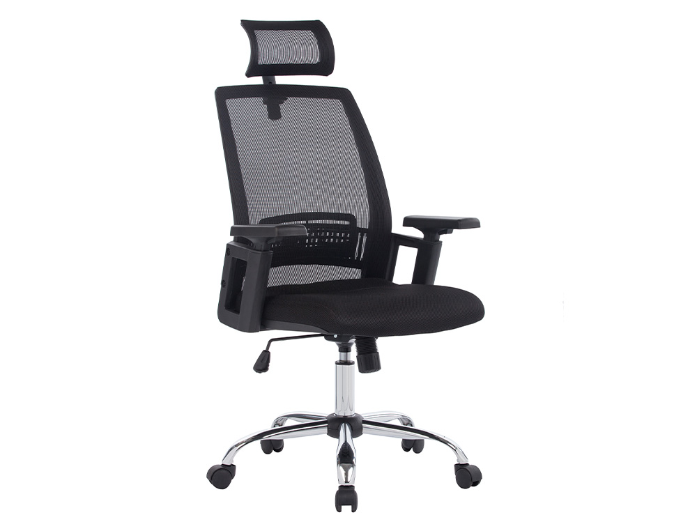 Sillón de dirección Q-Connect con cabecero  respaldo alto negro malla negra